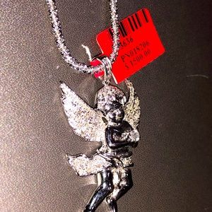 SI Genuine natural diamond custom made Angel pendant w/ stunning Turkish chain!